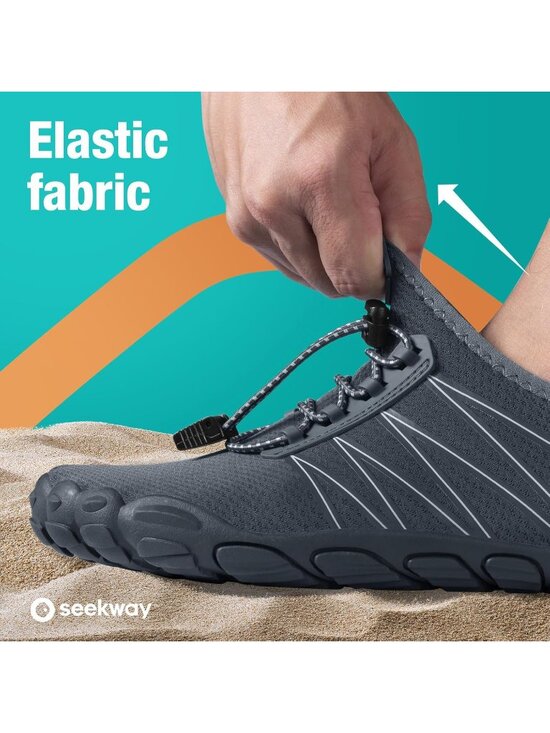 ?Men\'s Dark Grey Spandex Low Top Quick Dry Comfortable Lace up Shoes main image 4